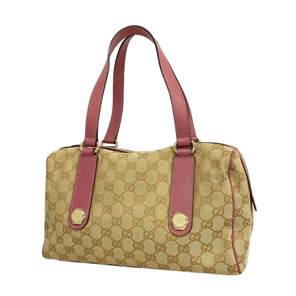 Gucci GG Canvas Handbag 152457, Brown Pink Champagne, Women's